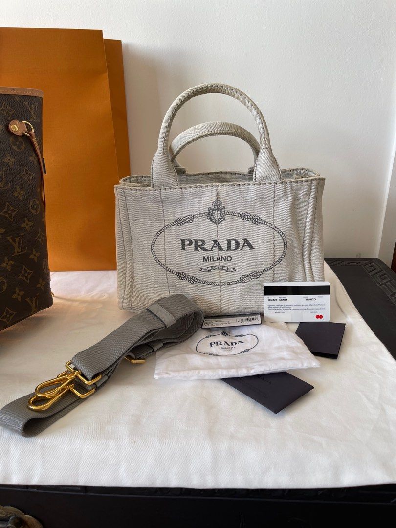 Authentic Prada Canapa Denim bag Luxury Bags Wallets on Carousell