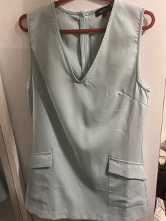 Baby blue sleeveless office attire top