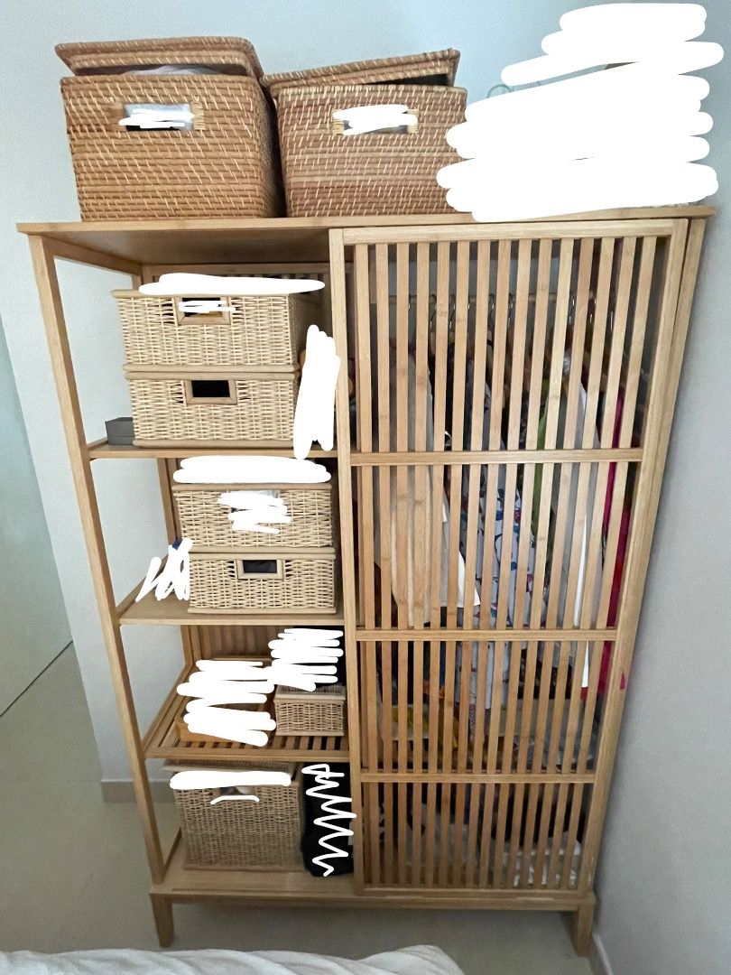 Open Bamboo Wardrobe with Sliding Door, 傢俬＆家居, 傢俬, 書櫃、櫃子及架 Carousell