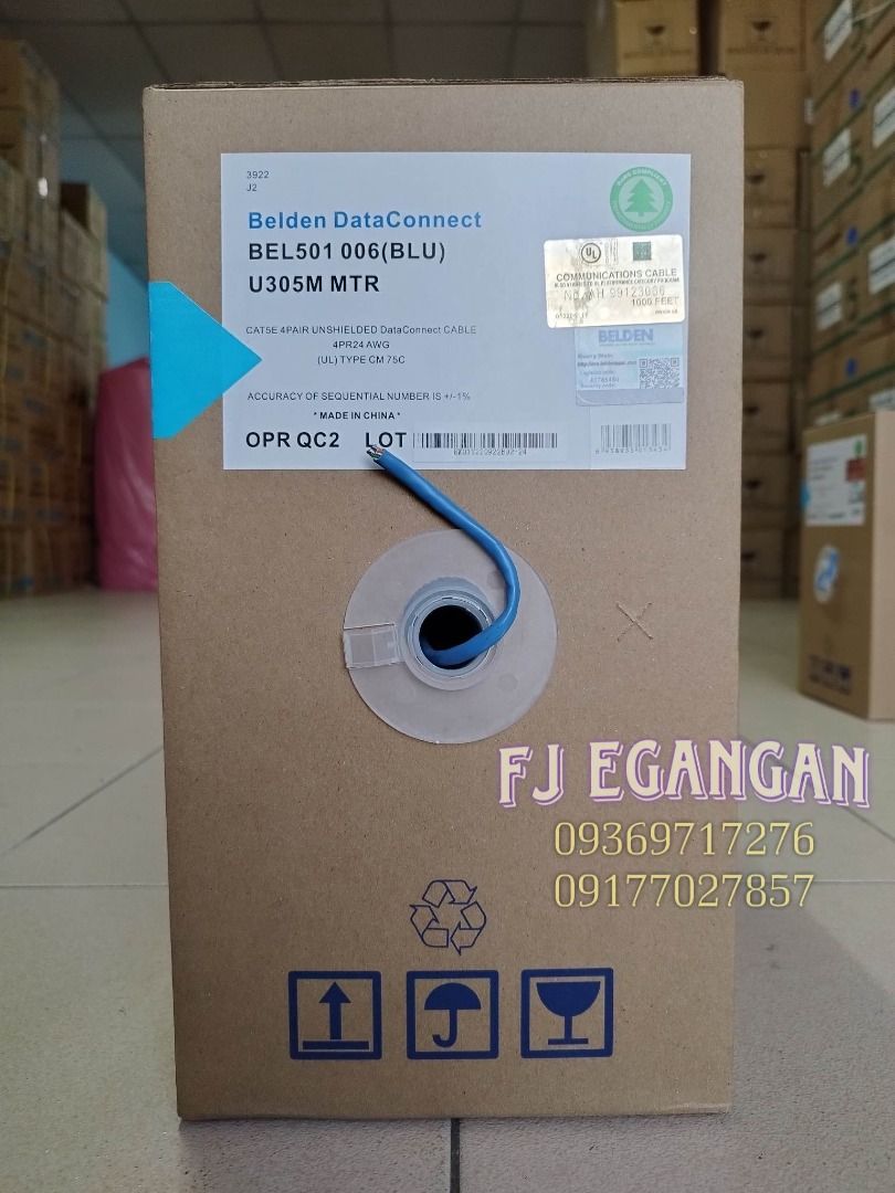 BELDEN UTP Cat5e Pure Copper 305M - Blue (Category: Cables & Adaptors) located in Pasig City. Submitted by fjEgangan (Listing ID 1234521829, Image 2). Description: BELDEN UTP Cat5e Pure Copper 305M - Blue ✅ Brand new and original ✅ Authorized dealer ALSO AVAILABLE: - Modular Jack - Faceplate - Blank patch panel (24 ports and 48 ports blank panel) - patch cord (1-2days pre-order) Open for bulk orders to avail more discounts! Available same day del