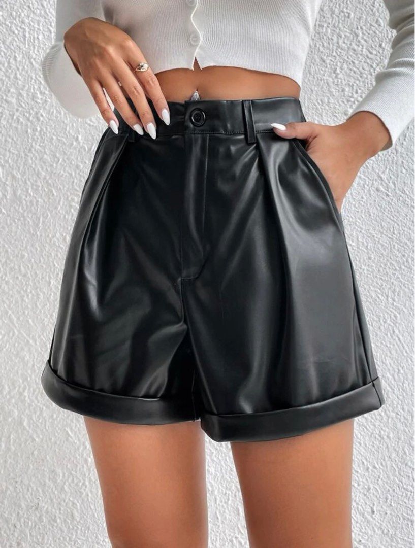 Pu black top shorts