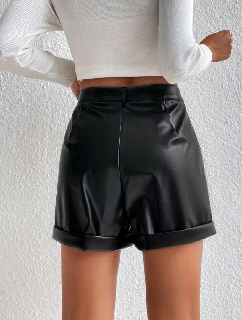 Pu black shorts discount