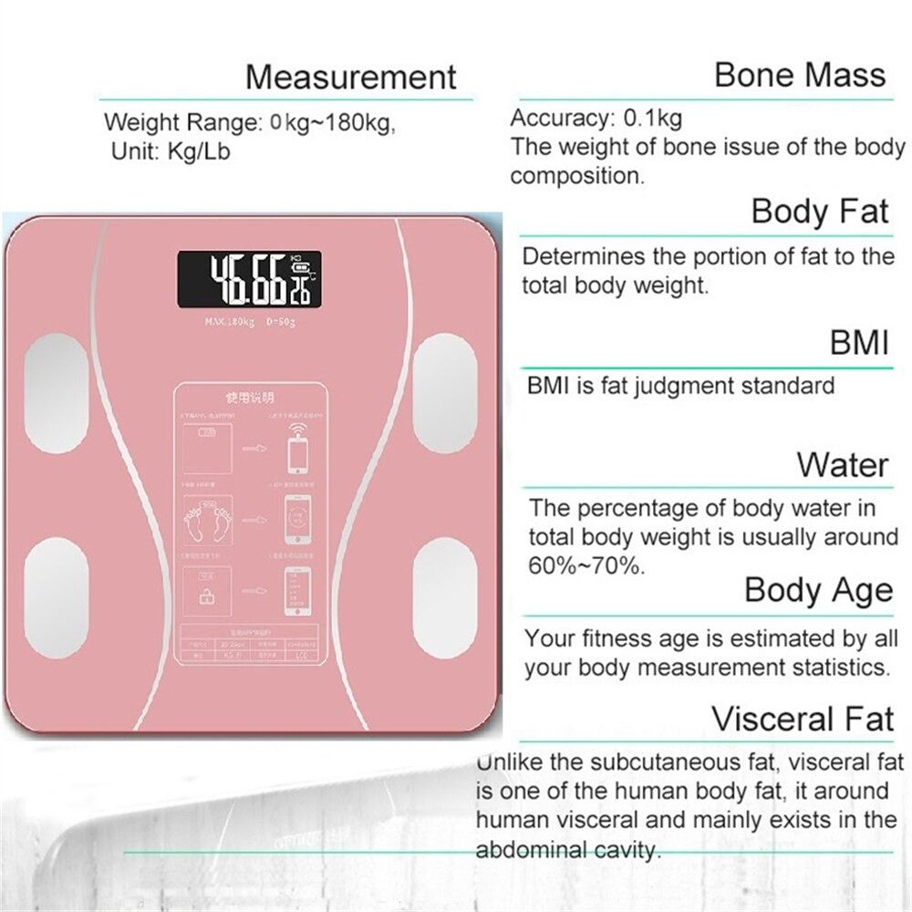 Body Fat Scale Bluetooth BMI Body Scales Smart Wireless Digital ...