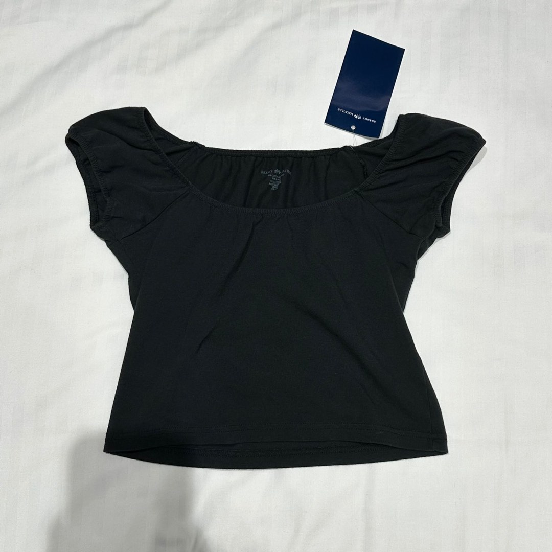 brandy melville eden top black, Fesyen Wanita, Pakaian Wanita, Atasan