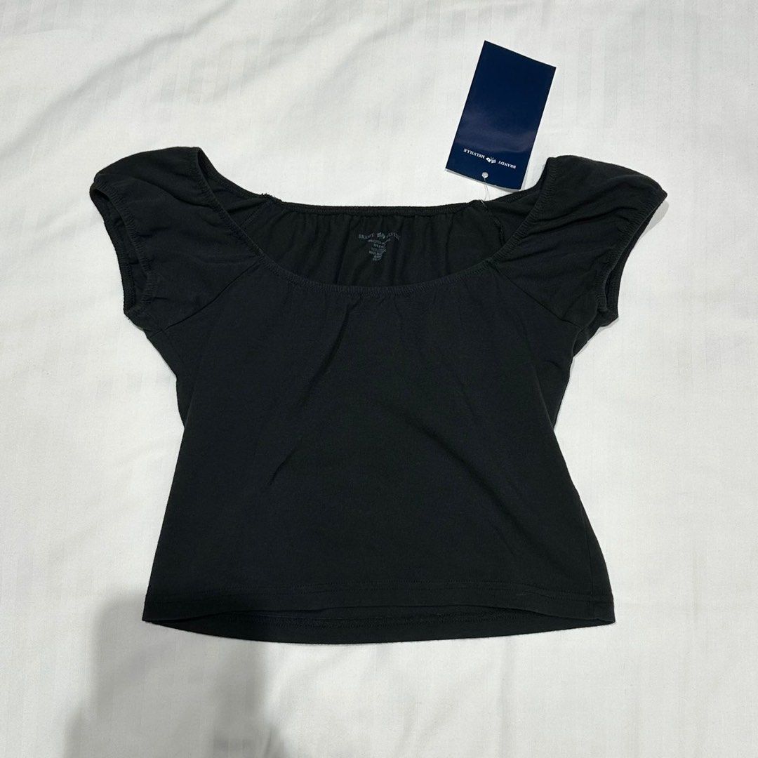 brandy melville eden top black, Fesyen Wanita, Pakaian Wanita, Atasan