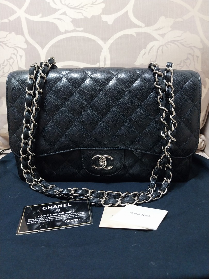 RARE CHANEL TIMELESS JUMBO lined-SIDED HANDBAG BLACK QUILTED