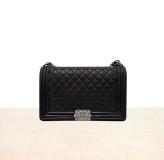 Chanel Large Le Boy in Caviar Leather Black and Silver Hardware Series 19