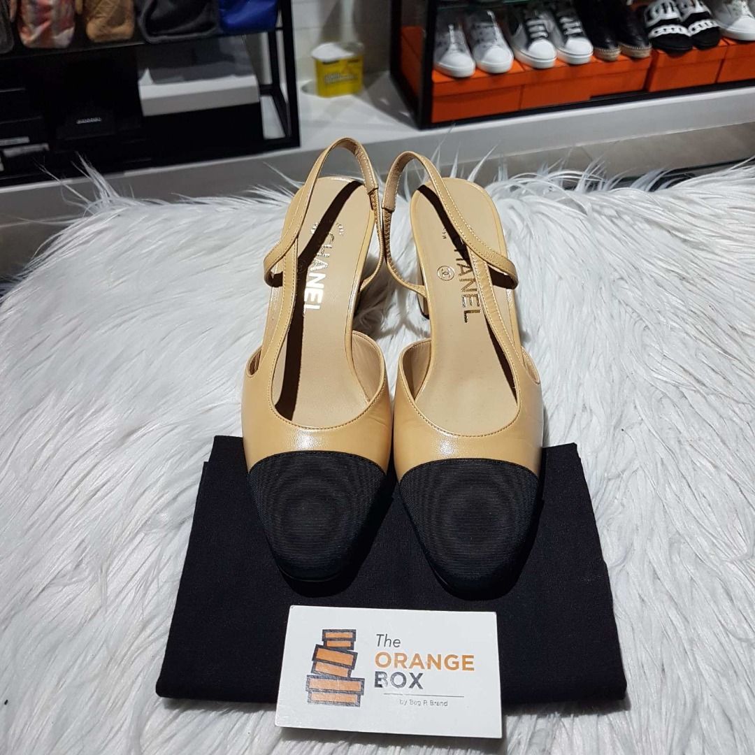 Chanel beige slingback deals