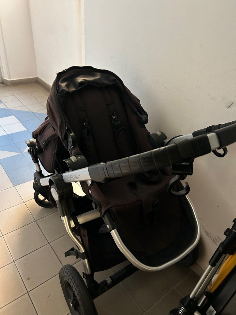 City Select Double Triple Stroller with Bassinet and Board