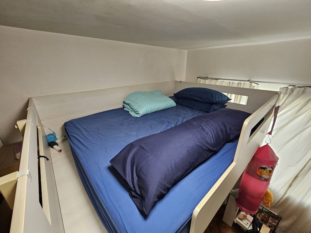 Custom made loft bed for queen size mattress, Furniture & Home Living