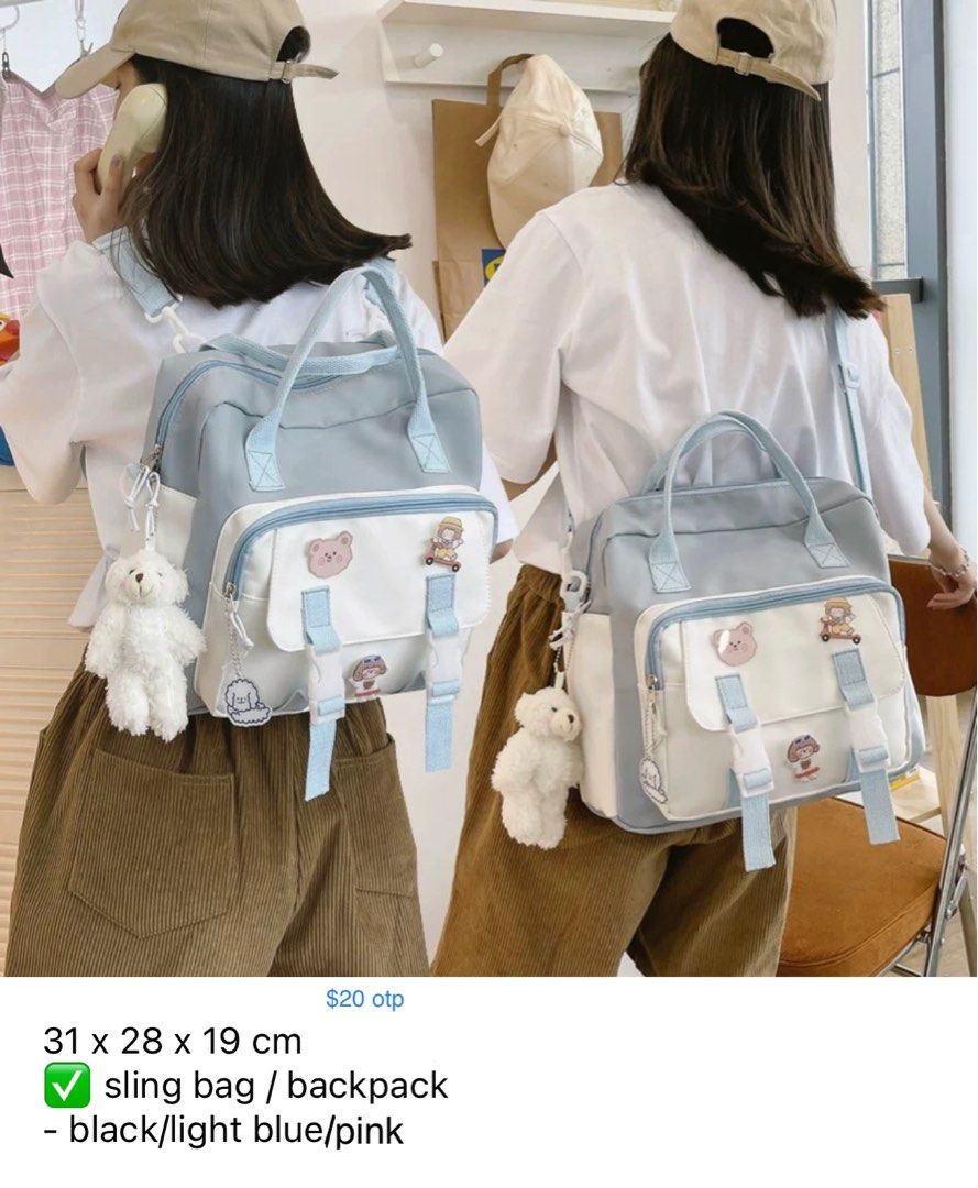 Cute Bags for School Study Dates etc. for Students Crossbody Backpack A4 suitable Korean ins Japanese Harajuku style large capacity canvas