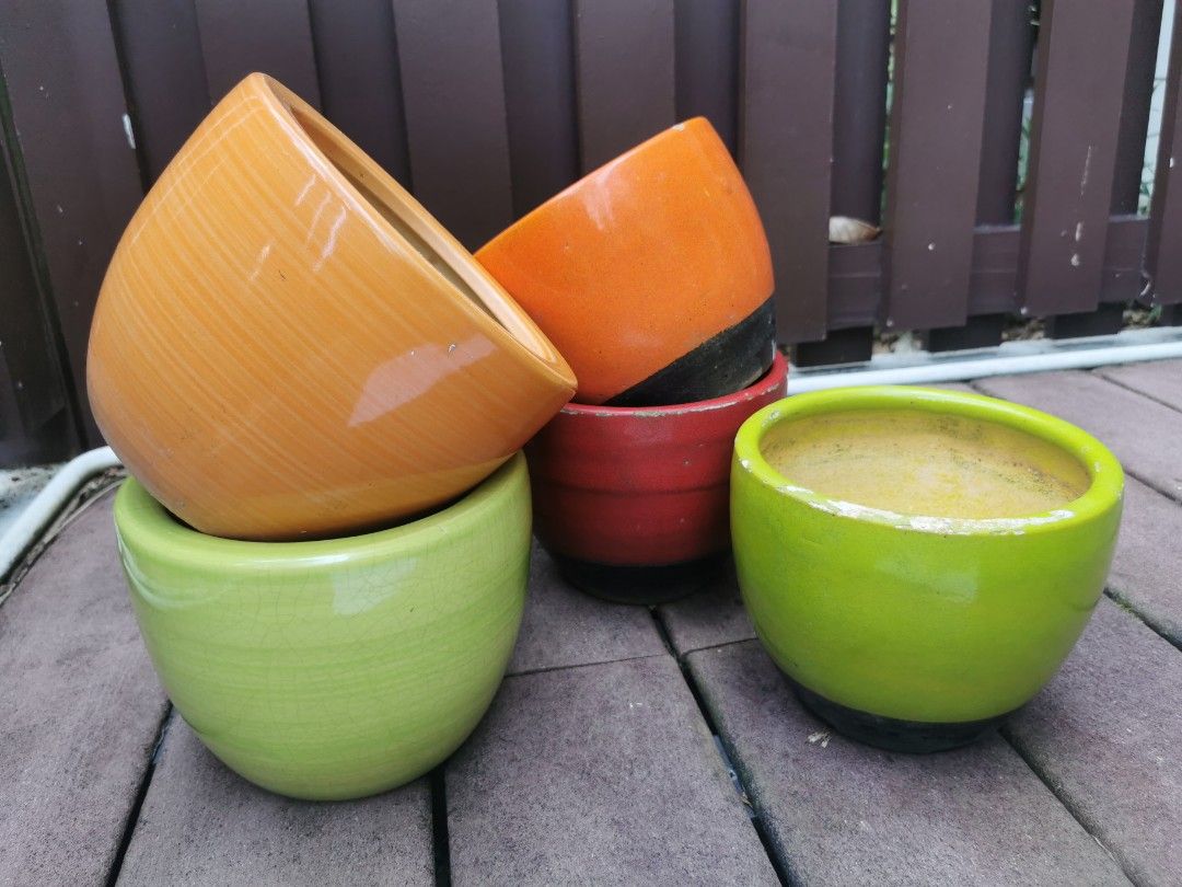 Decorative Ceramic Plant Pots with Drainage Hole, Furniture & Home