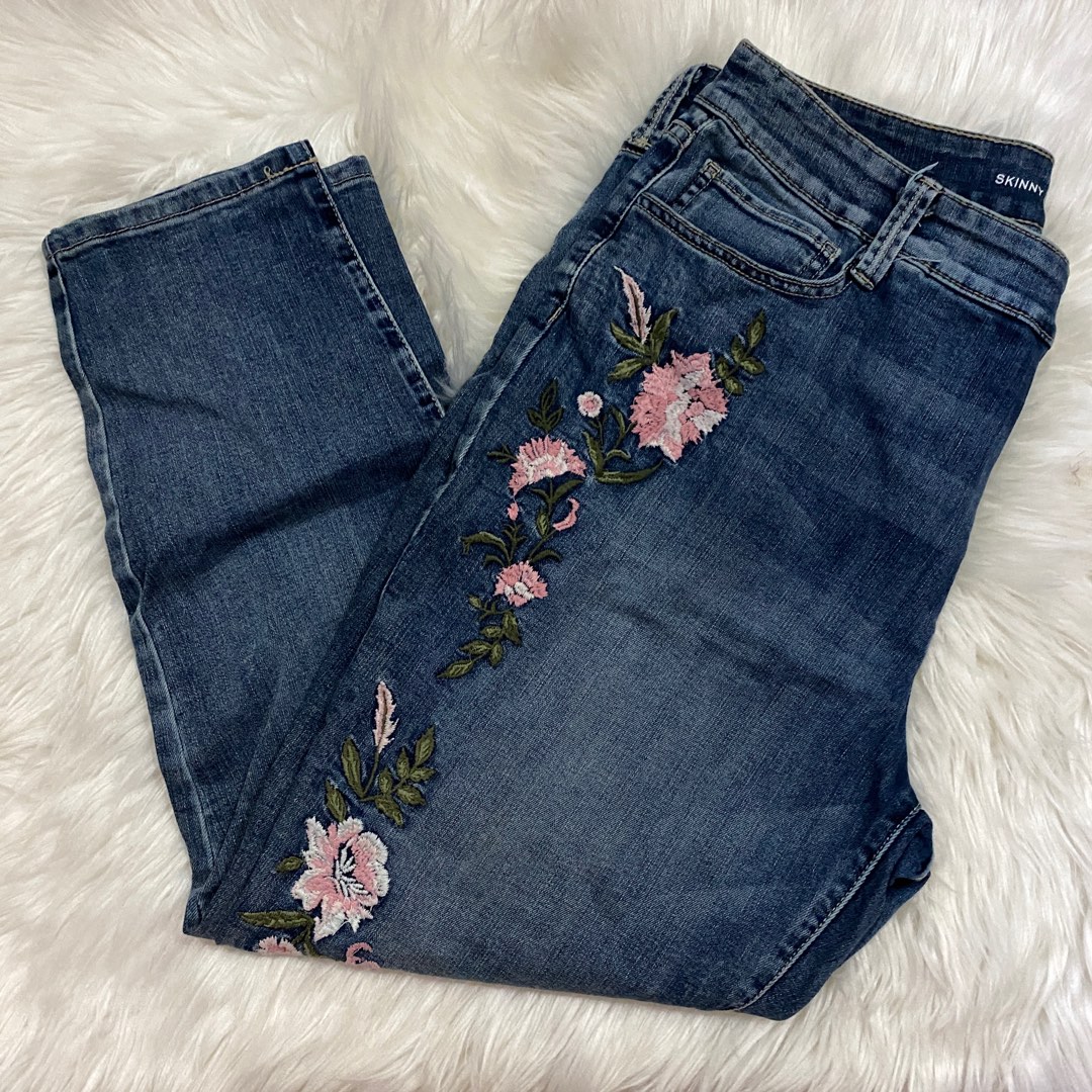 Embroidered plus size jeans hotsell