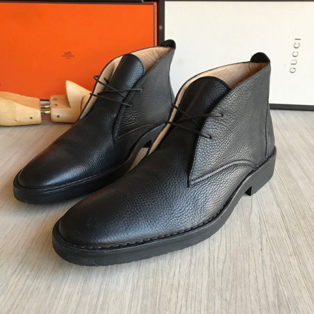 Ermenegildo Zegna Authentic Ankle Boots Black Leather size 42