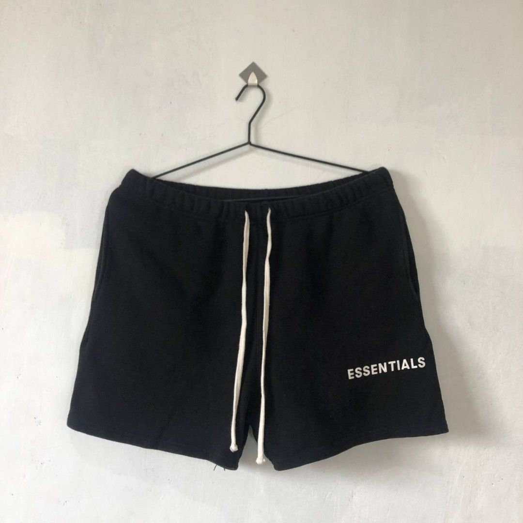 Fear of god essentials graphic sweat shorts black sale