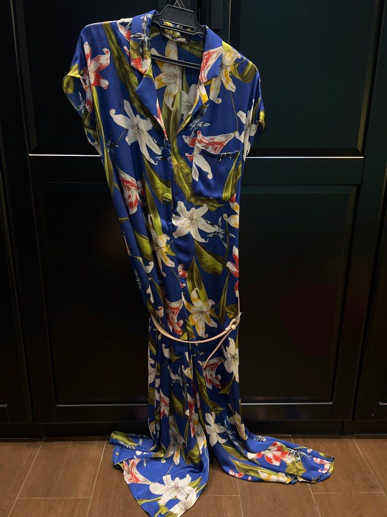 Floral sales satin jumpsuit