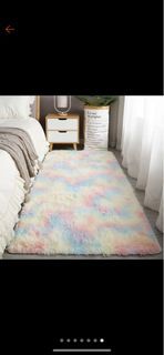 Fluffy colourful carpet