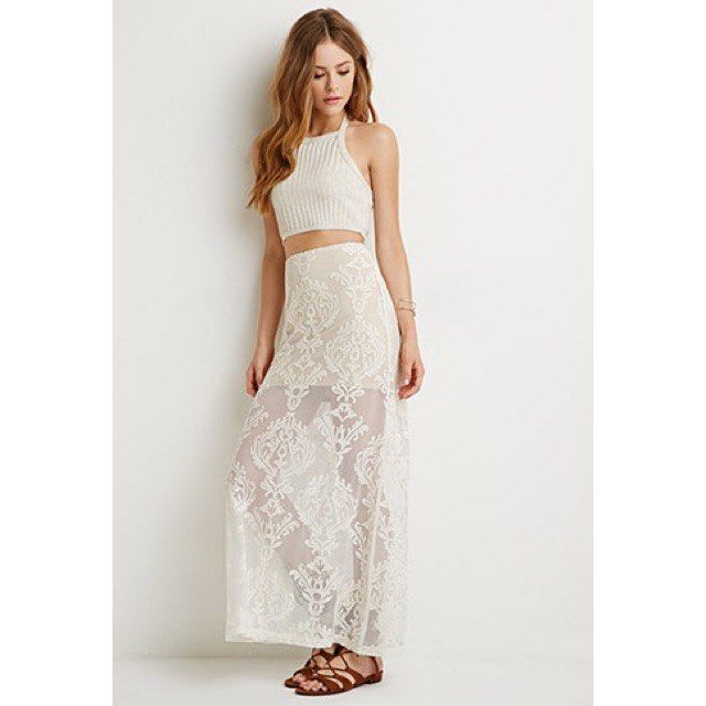 Forever21 Embroidered Mesh Maxi Skirt Women s Fashion Bottoms