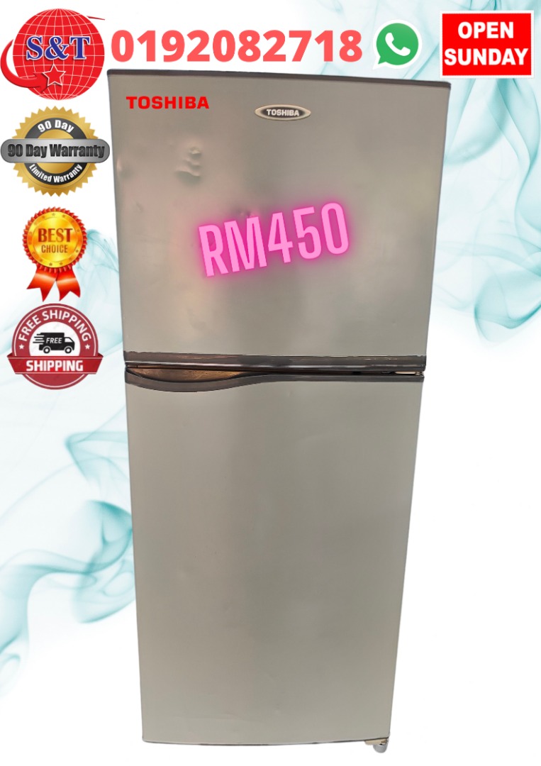 FRIDGE DOUBLE DOOR TOSHIBA GREY, TV & Home Appliances, Kitchen