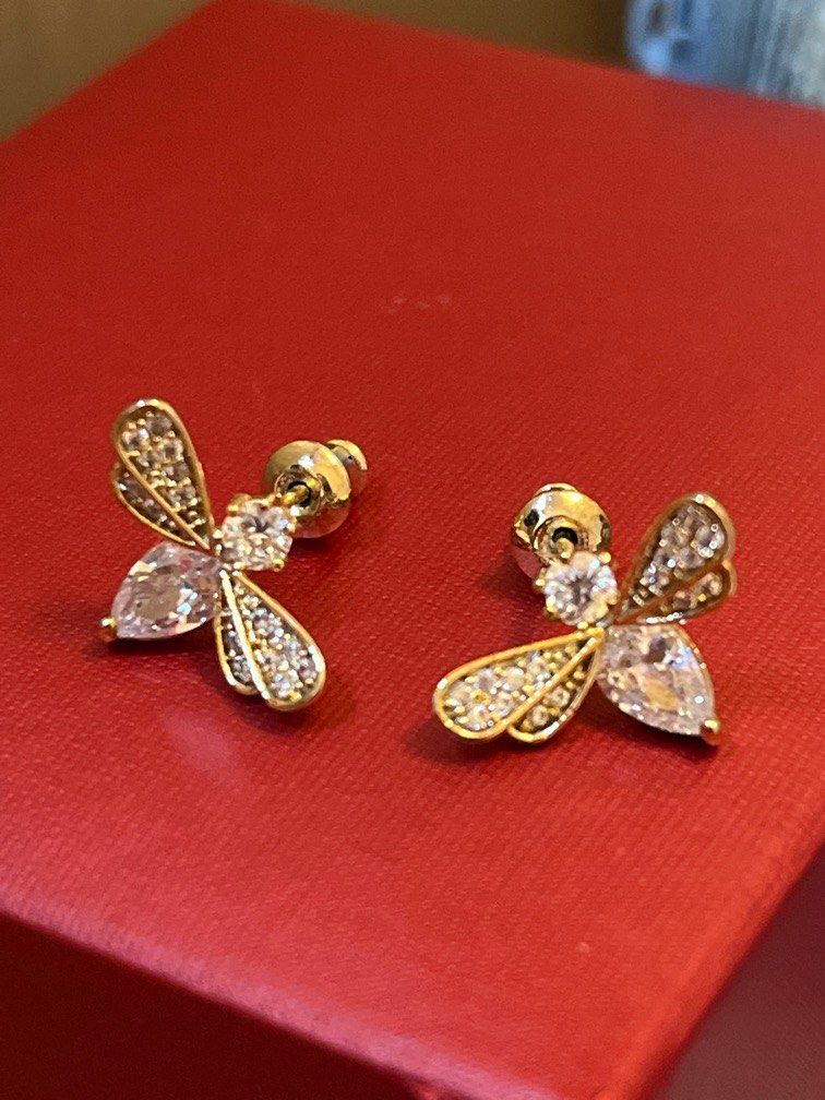 Gold plated diamond earrings cheap