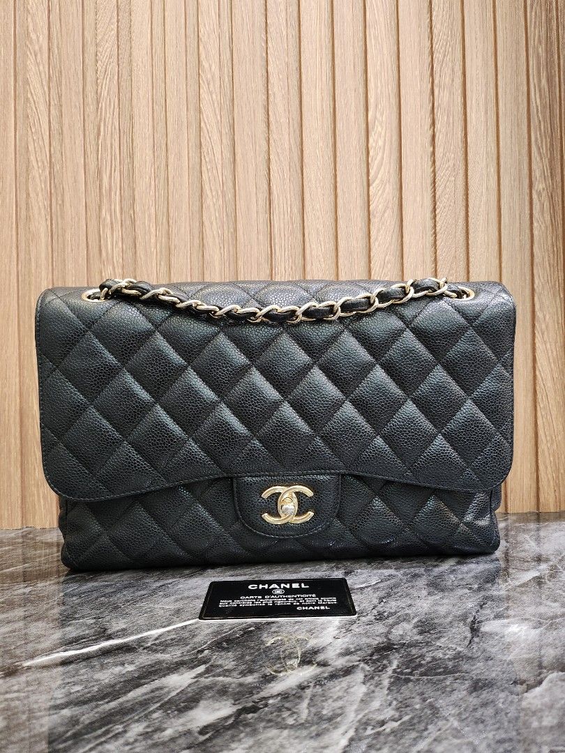 Chanel Beige Caviar Classic Jumbo Double Flap Bag at the best price