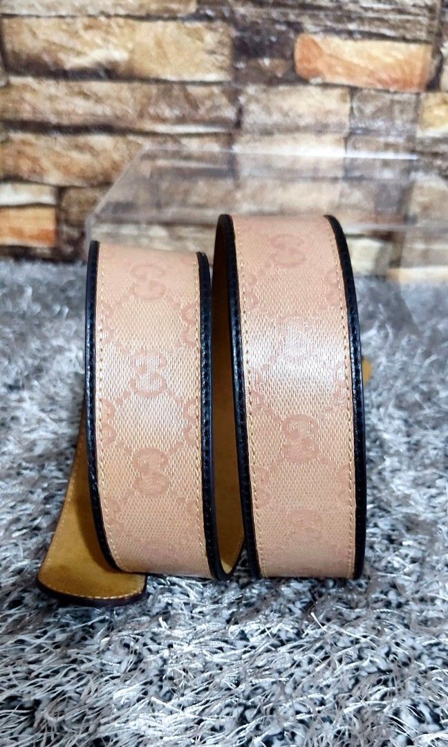 GUCCI SINGLE G BUCKLE PINK MONOGRAM BELT AUTHENTIC