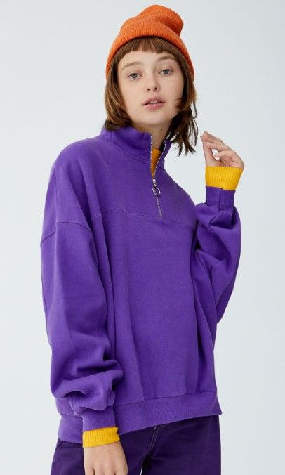 Purple half zip sweater sale