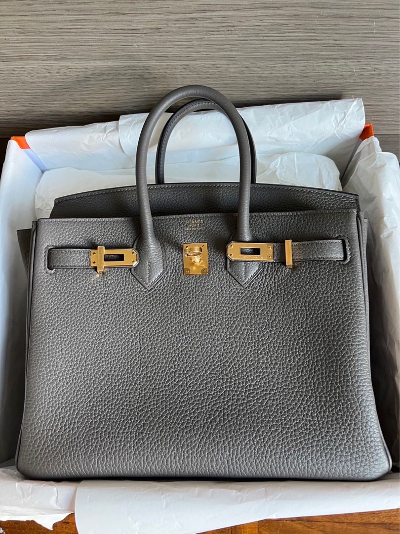 Hermes Birkin 25 Gris Asphalt Novillo Ghw, Women's Fashion, Bags & Wallets,  Cross-body Bags on Carousell