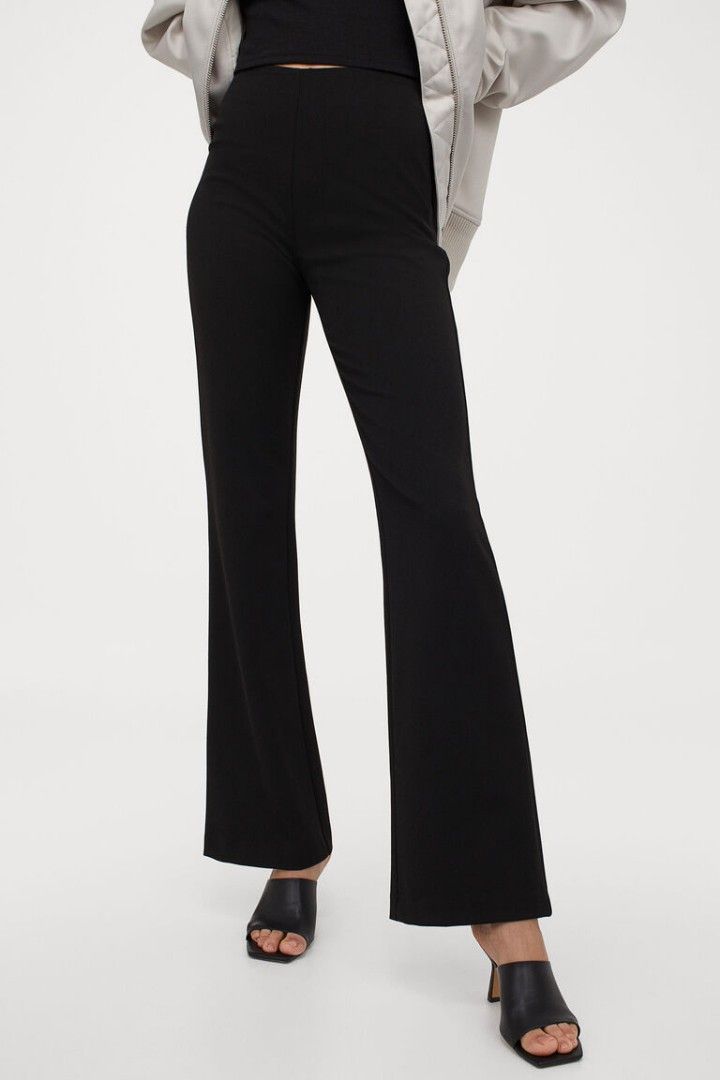 H m Bootcut Flared Trousers in Black 32 Women s Fashion Bottoms Other Bottoms on Carousell