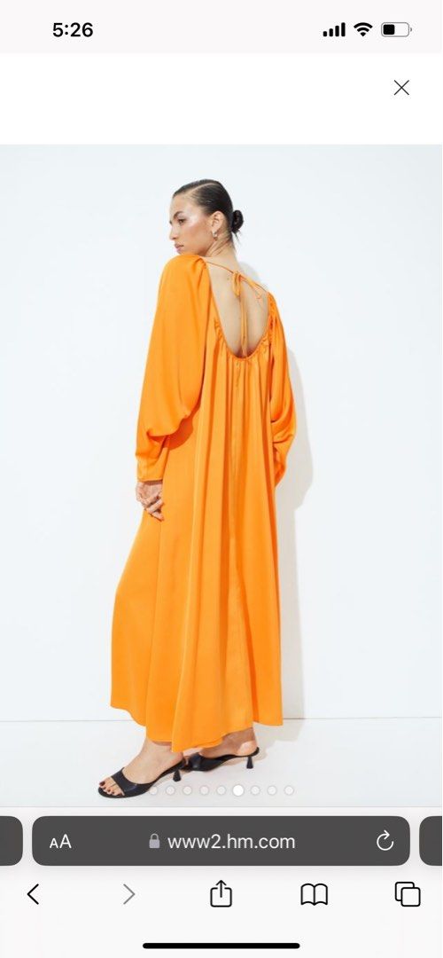 H M Voluminous Satin Dress Orange Women s Fashion Dresses Sets