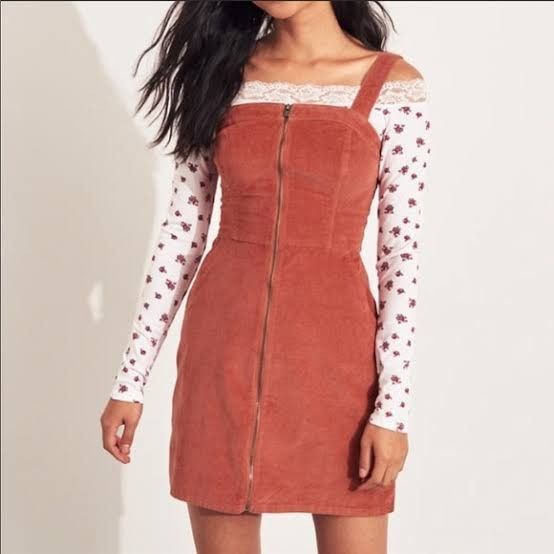 Hollister Corduroy zip jumper dress