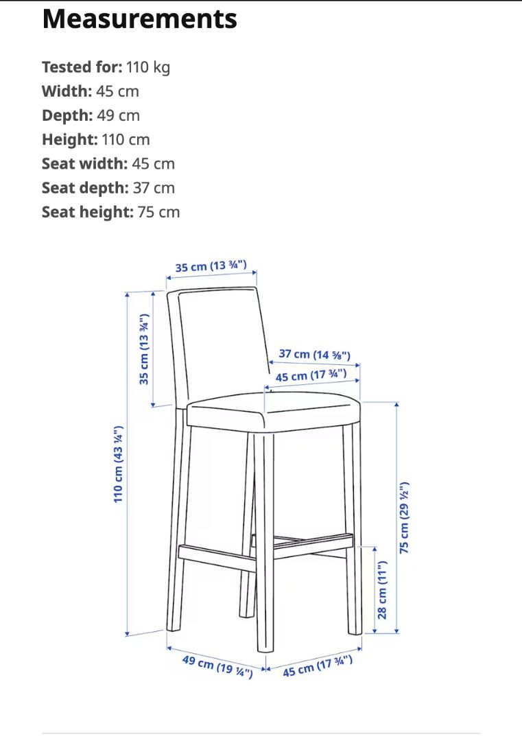 Ikea EKEDALEN bar table with BERGMUND bar stools, Furniture & Home