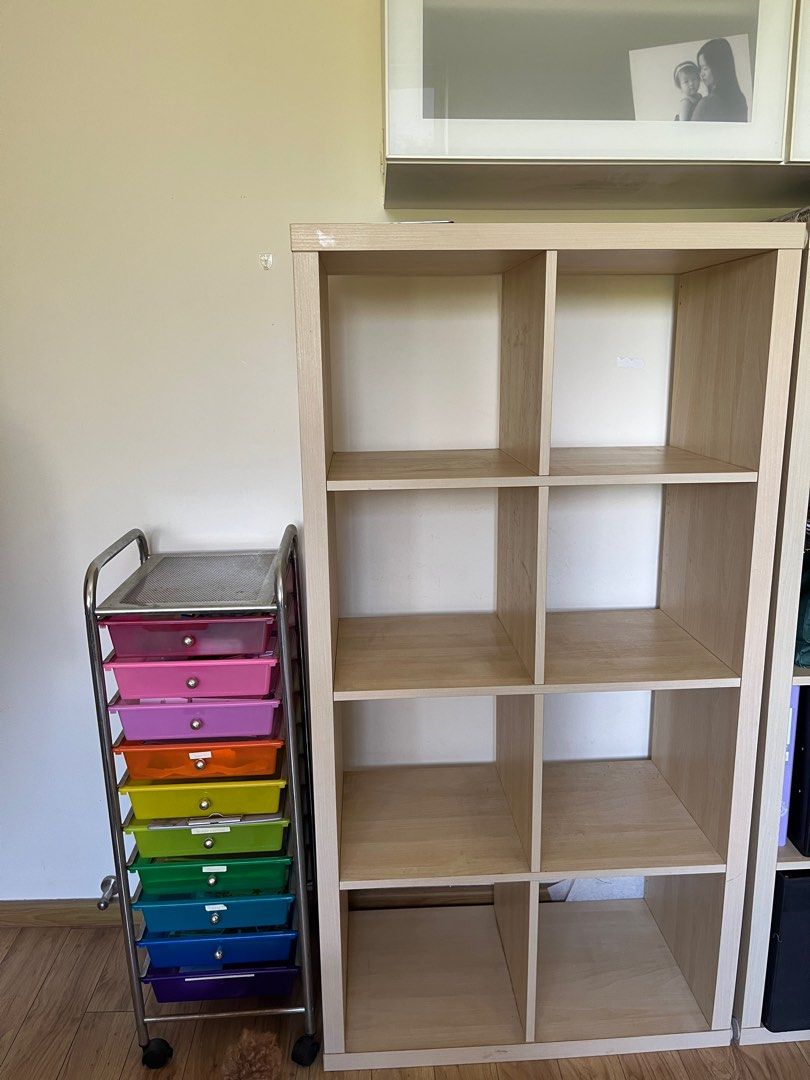 Ikea Kallax Bookshelf (with free rainbow drawers), Furniture & Home