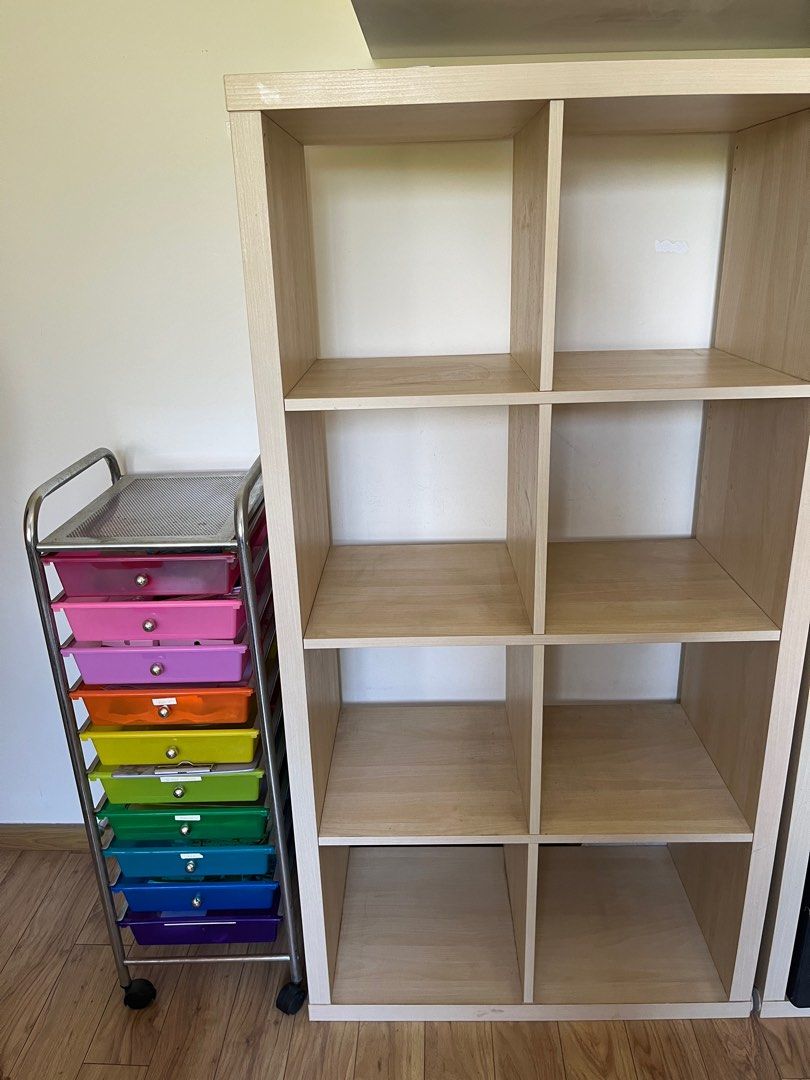 Ikea Kallax Bookshelf (with free rainbow drawers), Furniture & Home