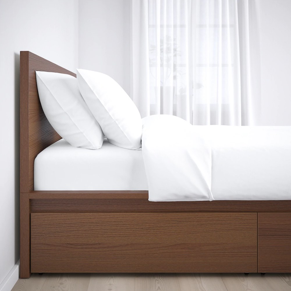 IKEA Malm king size bed frame with 2 storage drawers, Furniture & Home