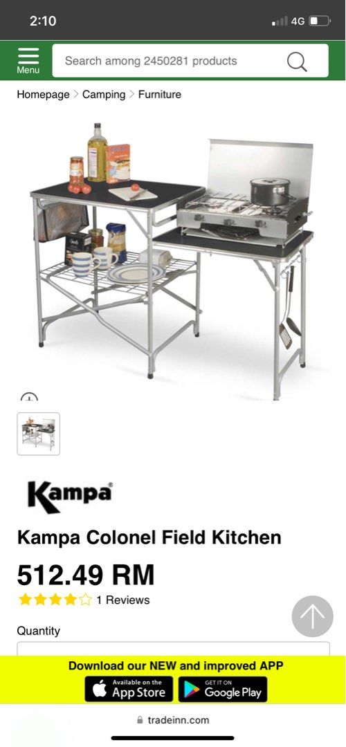 Kampa Colonel Field Kitchen, Sports Equipment, Hiking & Camping on