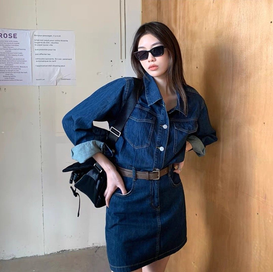 Korean denim dress 2025
