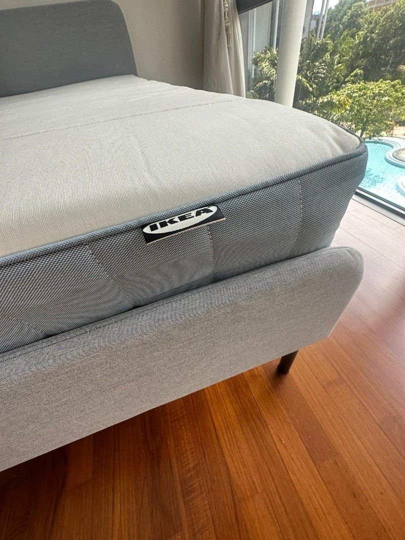 Like new IKEA mattress and bedframe,, Furniture & Home Living