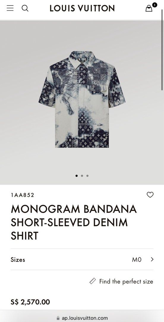 BRAND New Louis Vuitton Monogram Bandana Short-Sleeved Shirt (Size
