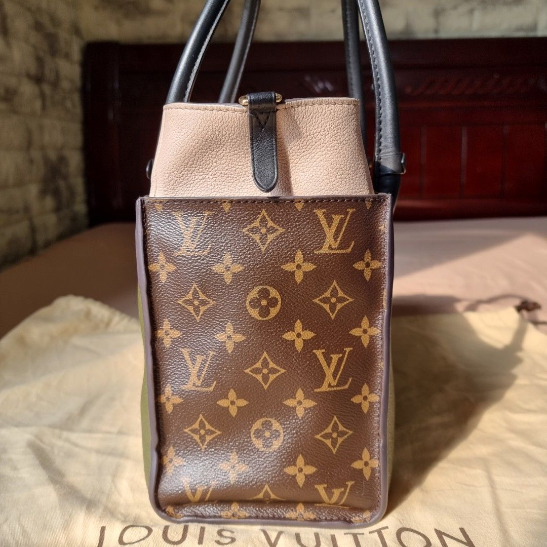 Louis Vuitton On My Side Tote MM Black,Brown Canvas,Leather