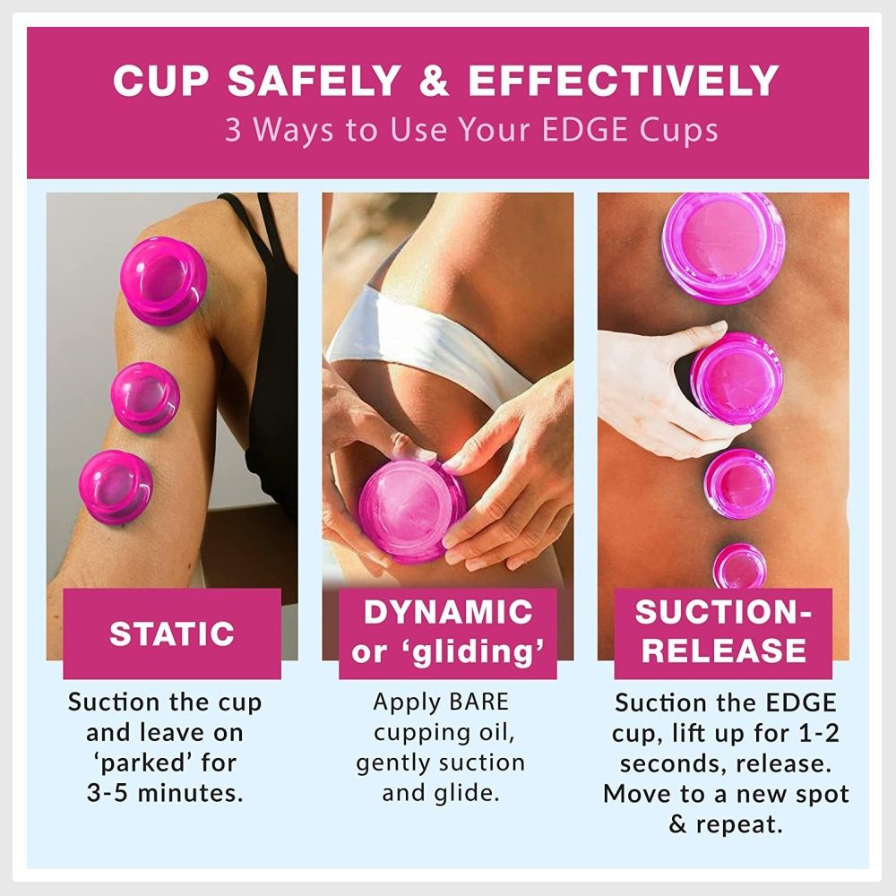LURE Essentials Edge Cupping Set for Home Use and Massage Therapists,  Silicone Cupping Sets for Cellulite Reduction and…