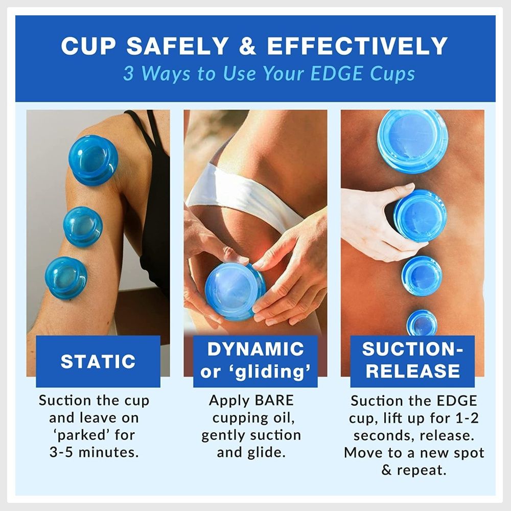 Lure Essentials Edge Cupping Set (8 Cups) Ultra Clear Blue Silicone Cupping  Therapy Set for Cellulite Reduction and Myofascial Release - Massage  Therapists and Home Use, Health & Nutrition, Massage Devices on Carousell
