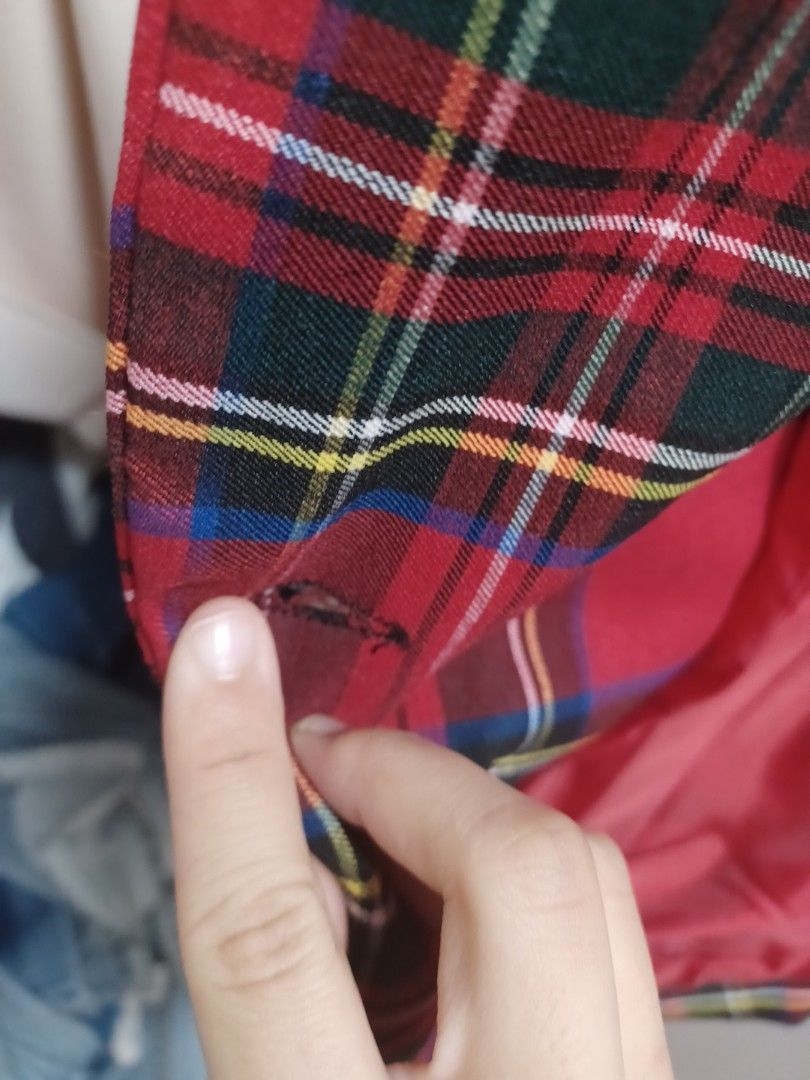 Made in Italy red checkered plaid blazer dress with buttons