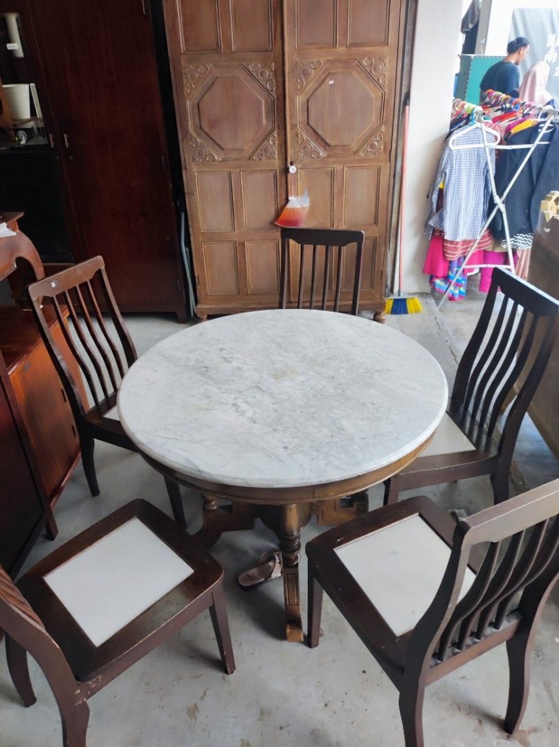 Meja makan marble kopitiam kopitiam dining table Furniture Home