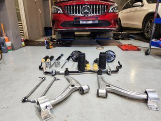Mercedes-Benz W117 CLA Change Original Front Anti-Roll Bar, Stabilizer Linkage, Front Lower arms, Replace Bilstein B4 Front, Rear Absorber, Front, Rear Absorber  Mounting, Absorber Dust Cover, Absorber Stopper