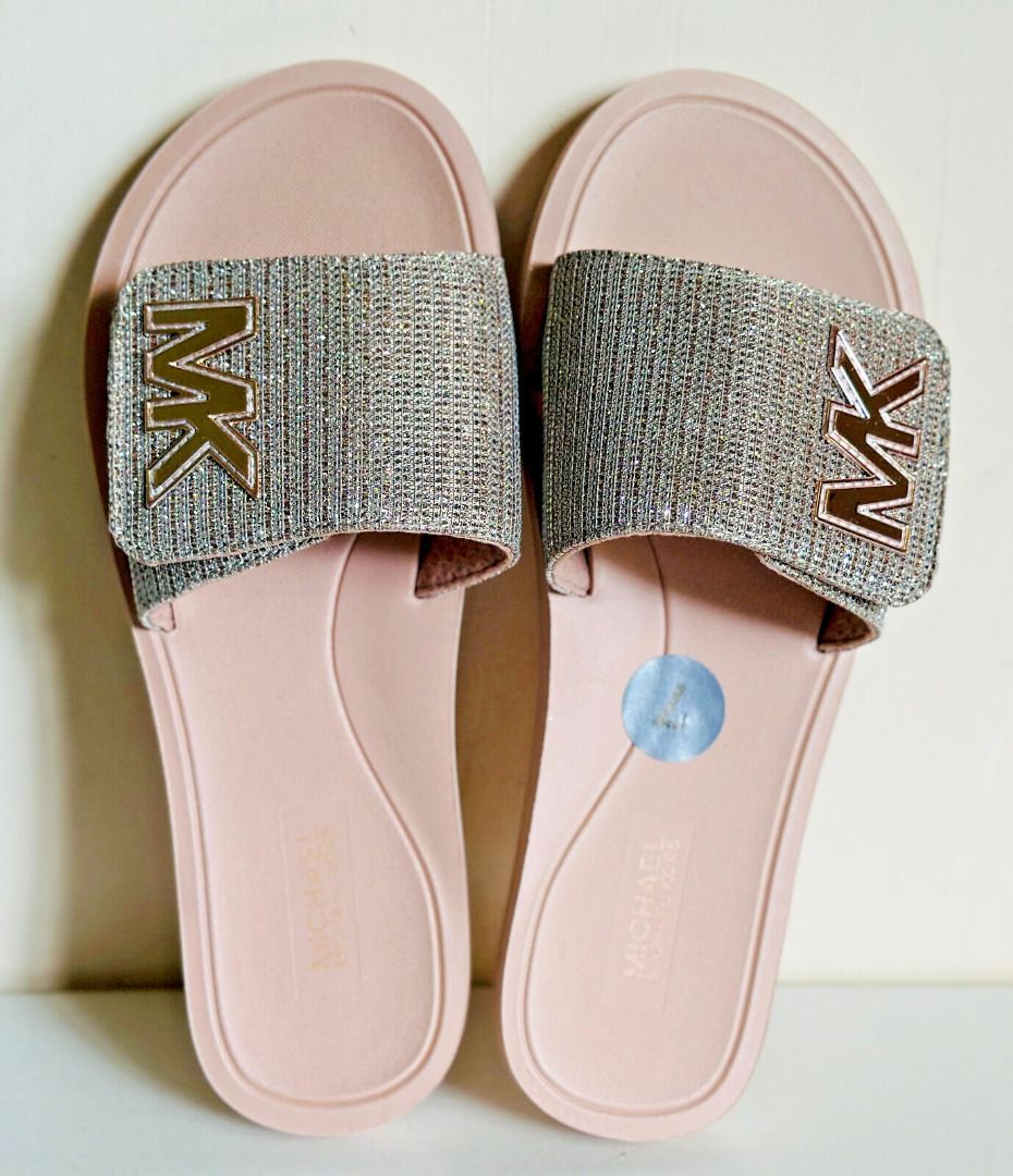 Michael kors pink slippers best sale