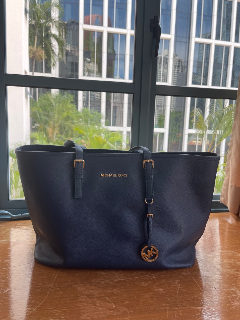Michael kors navy tote bag online