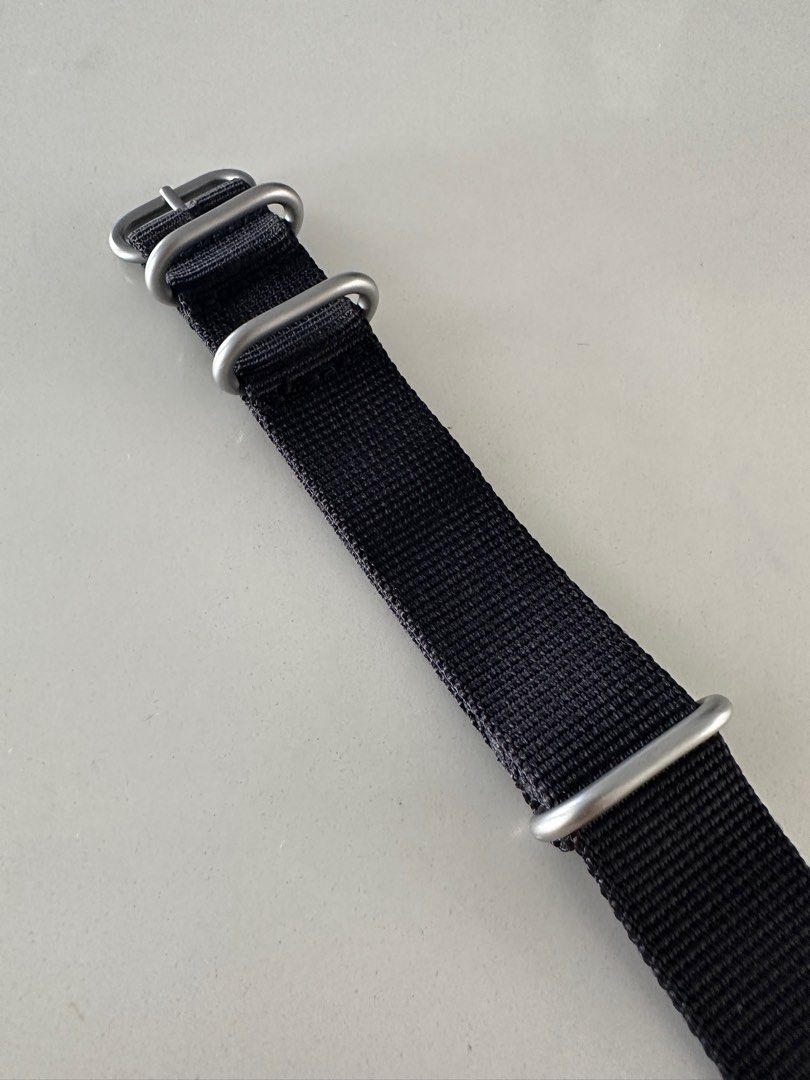 Miltat 22mm 3 Ring G10 Zulu Watch Strap Ballistic Nylon Black