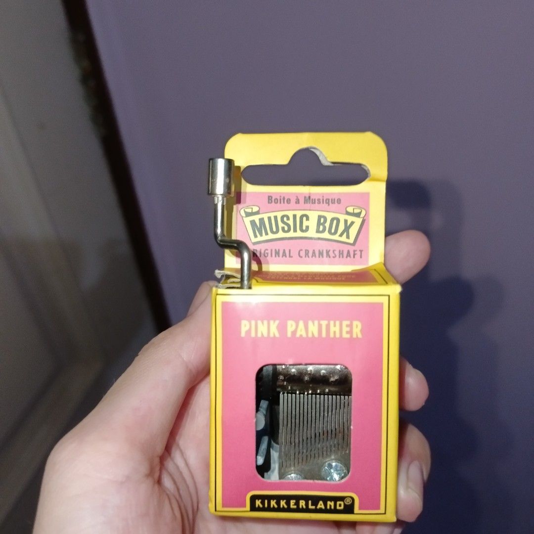 Music Box Kikkerland Original Crankshaft Pink Panther With Box, Antik