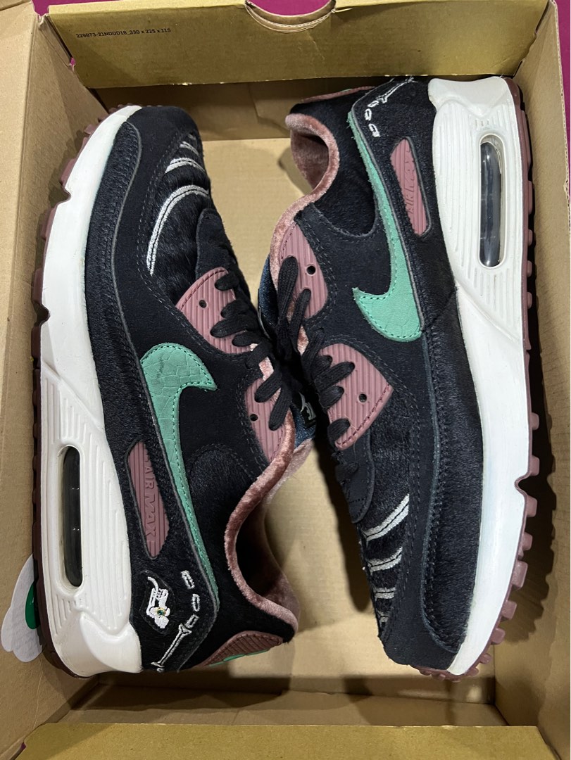 Nike air max 90 premium shop trainer oil grey / rainforest